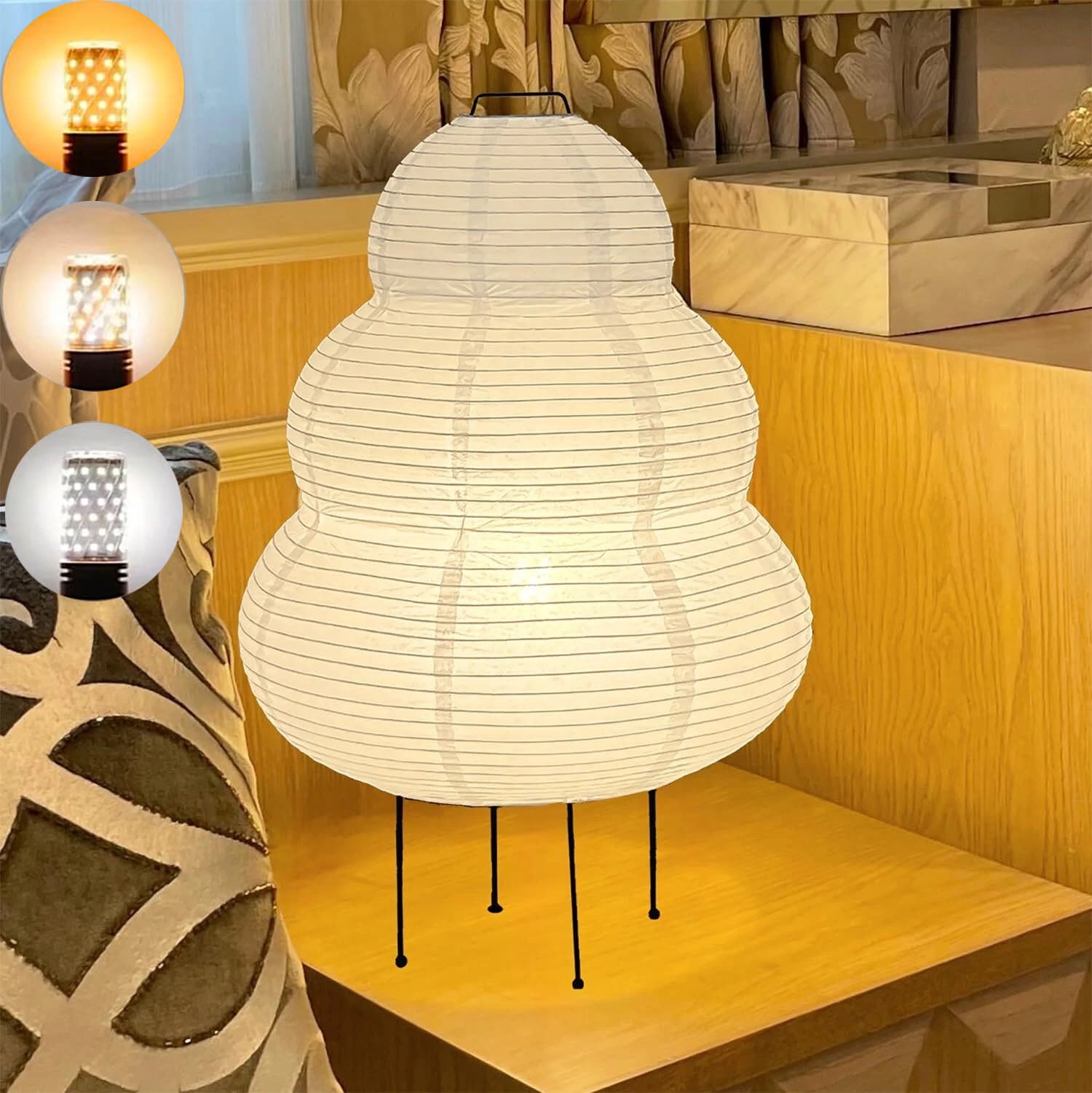 Trango Lampadaire en papier de riz Design moderne 125 x 35 cm