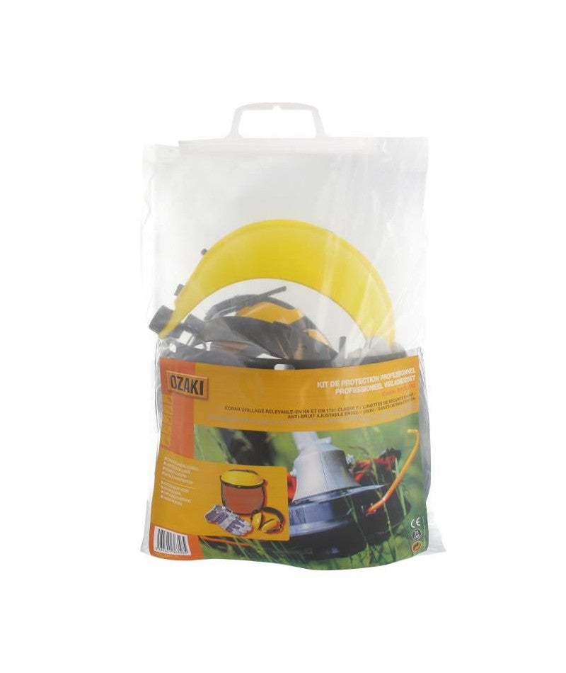 JARDIN PRATIQUE Kit de protection OZAKI - Ecran grillagé relevable + lunettes de sécurité + casque anti-bruit ajustable et gants - 2