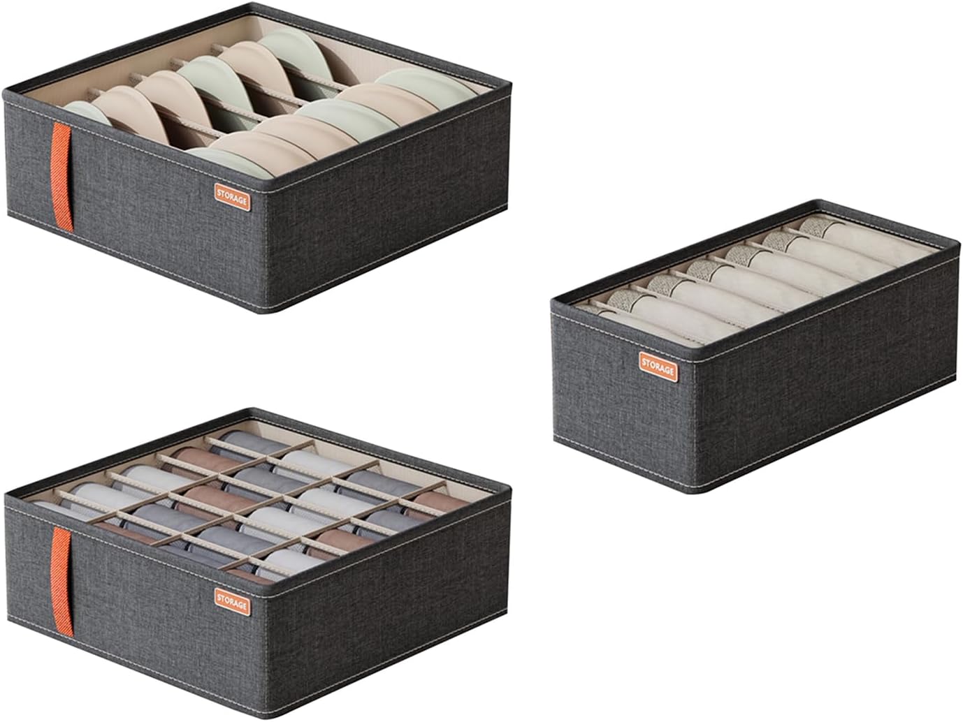 Criusia Organizer Per Cassetti - Set Da 20 Contenitori In Tessuto Per Vestiti, Biancheria Intima, Calzini E Reggiseni - Multimisura