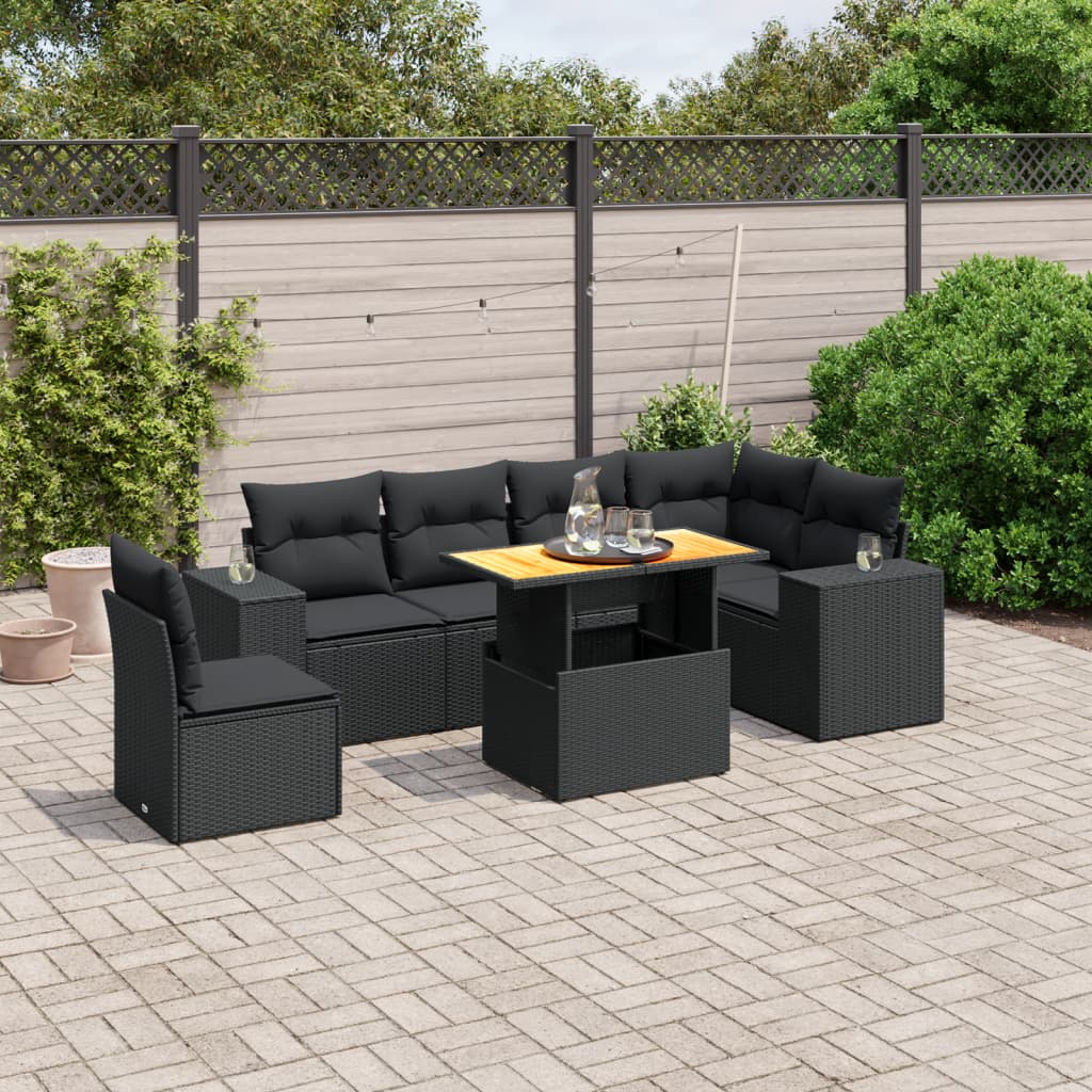 Zestaw ogrodowy vidaXL 7 pcs czarny pleciony rattam modułowy