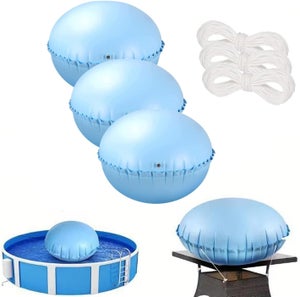 Coussin Gonflable Pour Piscine Ronde 150 Cm - PVC Bleu, Avec Corde, Pour Protection Hivernage, Accumulation Eau Et Feuilles
