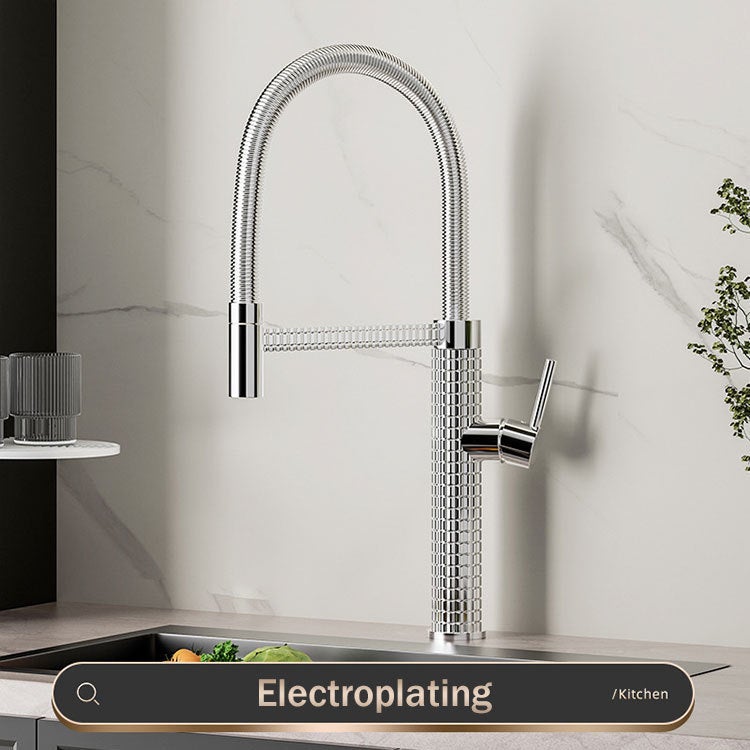 Jednouchwytowa miedziana bateria kuchenna z ciepłą i zimną wodą do zlewozmywaka i 60 cm rurą wlotową