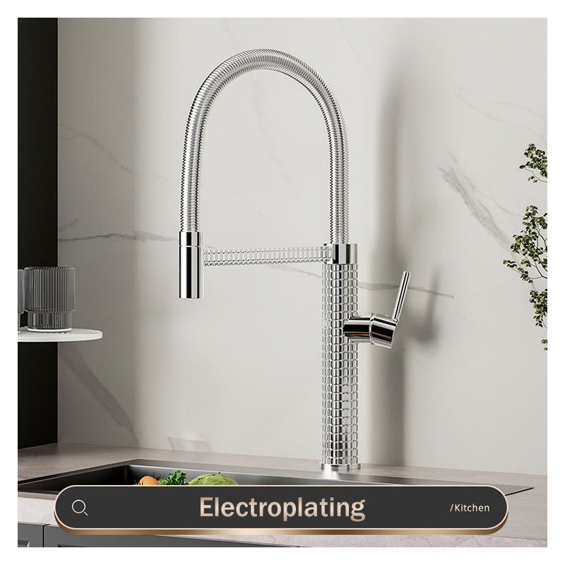 Jednouchwytowa miedziana bateria kuchenna z ciepłą i zimną wodą do zlewozmywaka i 60 cm rurą wlotową