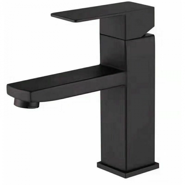 Torneira de banheiro moderna preta fosca, torneira de pia de banheiro com design elegante, torneira misturadora de banheiro com arejador removível - 2