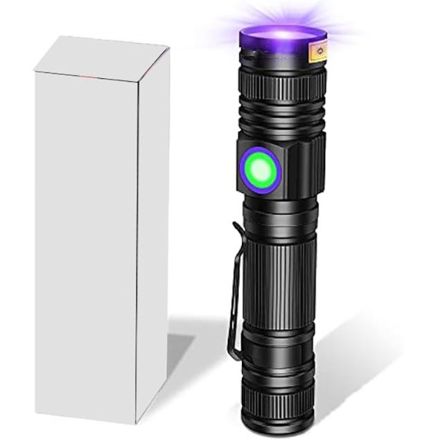 Torcia UV, luce nera, 365 nm, ricaricabile, lampada ultravioletta in legno, mini rilevatore portatile di urina di gatto con clip a LED, ambra | Leroy Merlin