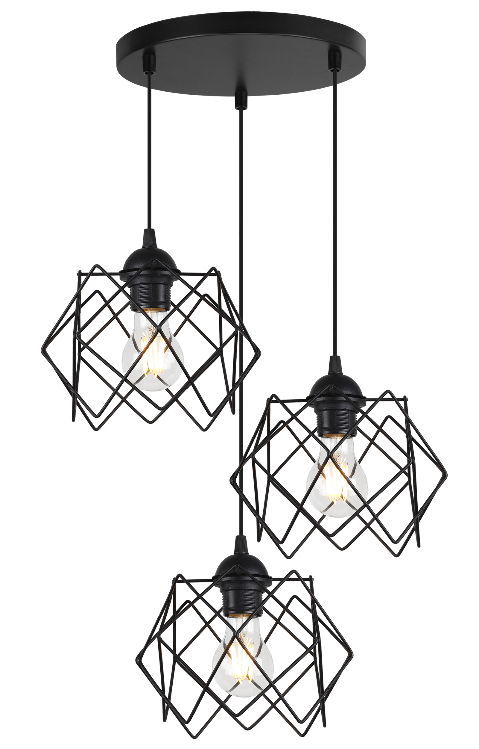 Lampa sufitowa wisząca Stella czarna modern okrągła 3xE27 klosz metalowy czarny Light Home LH