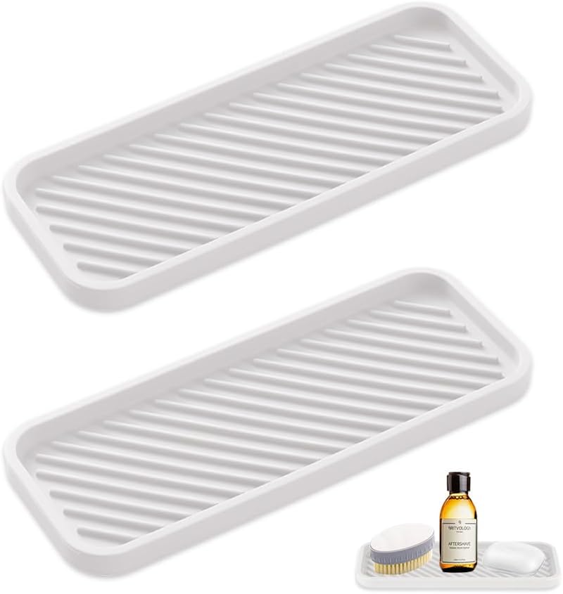 2-częściowy silikonowy organizer do zlewu, biały silikonowy uchwyt na gąbkę, przechowywanie gąbki do zlewu, antypoślizgowy uchwyt na gąbkę do zlewu