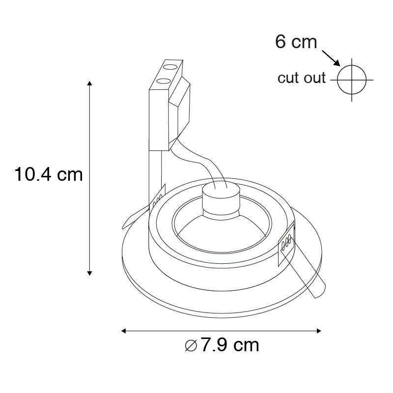 Qazqa spot encastré - Xena - gold, gu10, max. 50w, 7.9cm, rond, IP44, idéal pour la salle de bains - 4