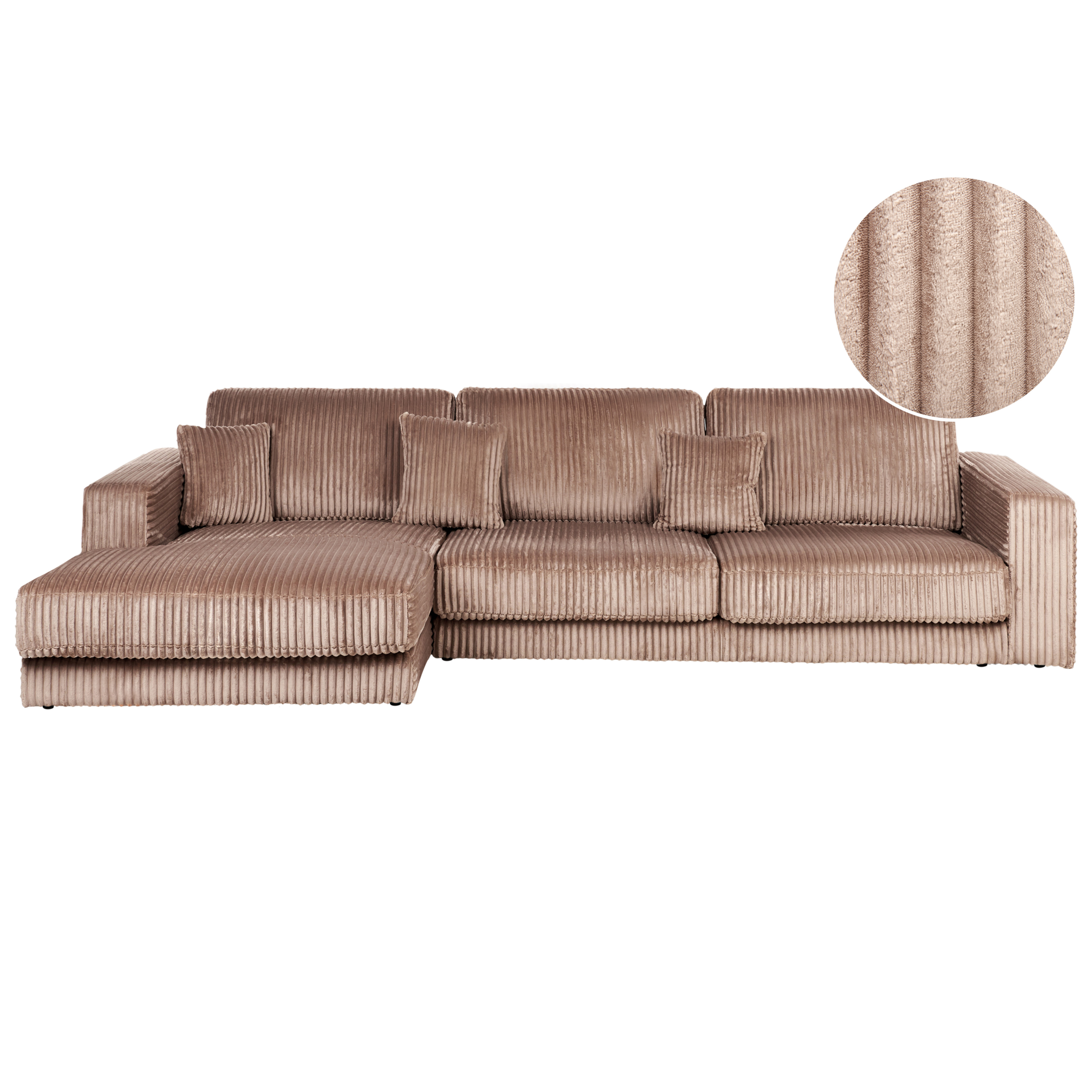 Beliani sofá esquinero lofoten pana marrón claro 4 plazas derecha