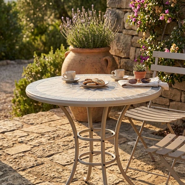 Du hui Tavolo da Pranzo e sedie da Esterno in Ferro, Tavolo da Giardino in Ferro battuto, Tavolo Rotondo e Combinazione di Tre sedie per Patio, Cortile, Giardino (Color : Black