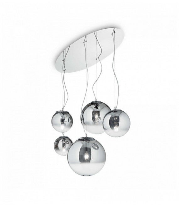 Ideal Lux Mapa Pantalla de cromo colgante de techo en racimo de 5
