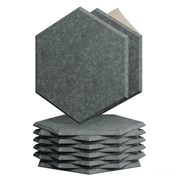 Panel de aislamiento acústico hexagonal - panel absorbente de sonido autoadhesivo de 12 piezas - reducir el eco - 26*30*15*0,9 cm - gris oscuro