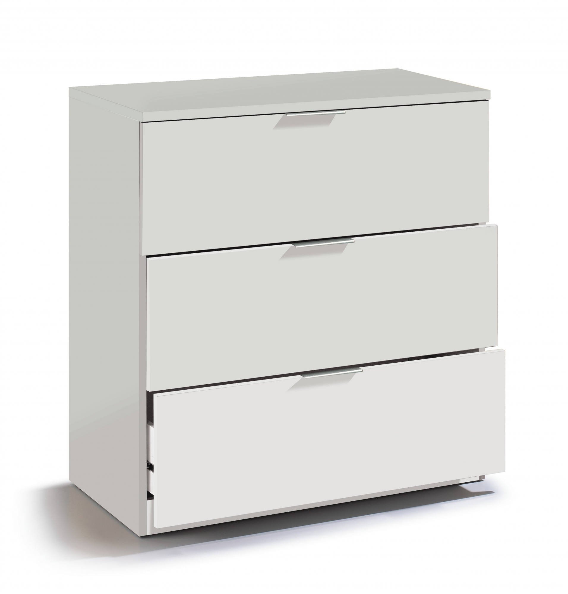 Commode Rea, Commode moderne avec 3 tiroirs, Commode basse pour la chambre, Armoire à tiroirs, 77x38h80 cm, Blanc - 4