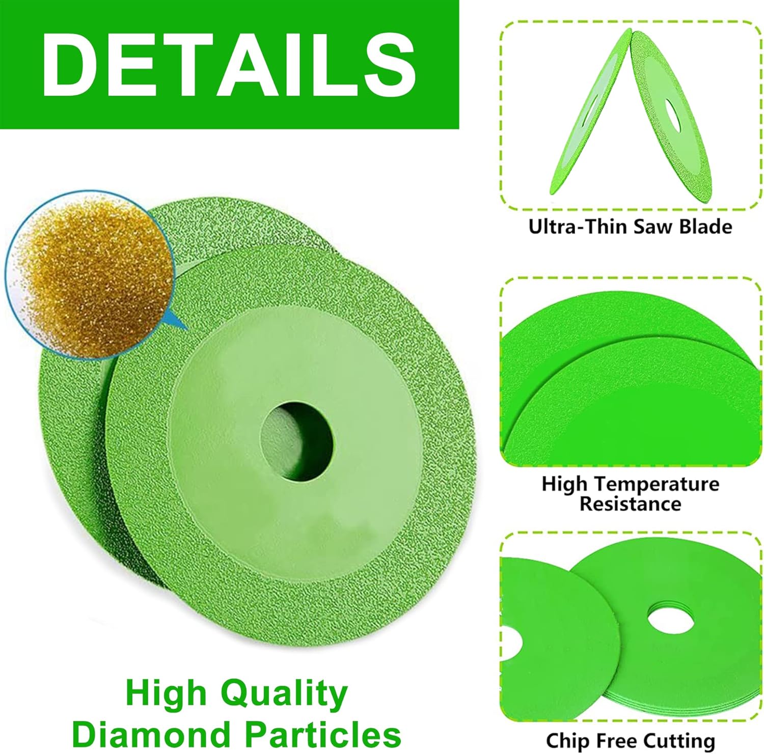 (Vert) 2 Pièces Disque Coupe Verre, Disque Diamant 125 Carrelage, Ø 22,23 mm Disque Carrelage pour Bouteille, Porcelaine, Jade, Granit, Verre - 4