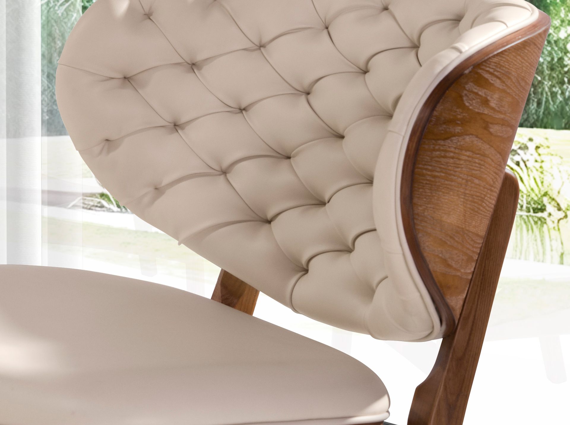 ANGEL CERDA Fauteuil en similicuir sable et noyer - 6