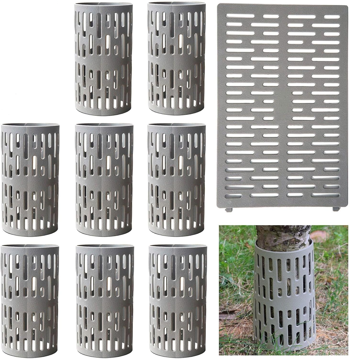 Confezione da 9 protezioni per tronchi d'albero, plastica espandibile con fori di ventilazione, protezioni per tosaerba, verde, 38*25 cm | Leroy Merlin