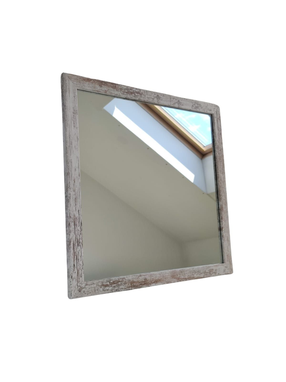 Lustro kwadratowe z serii HIT Erama 40x40 cm w ramie bielona sosna 1szt.