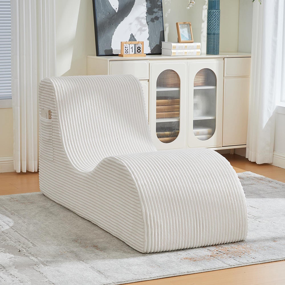 Fauteuil moderne design unique ergonomique mousse élastique pour confort quotidien coussin assise amovible poche latérale Beige - 9