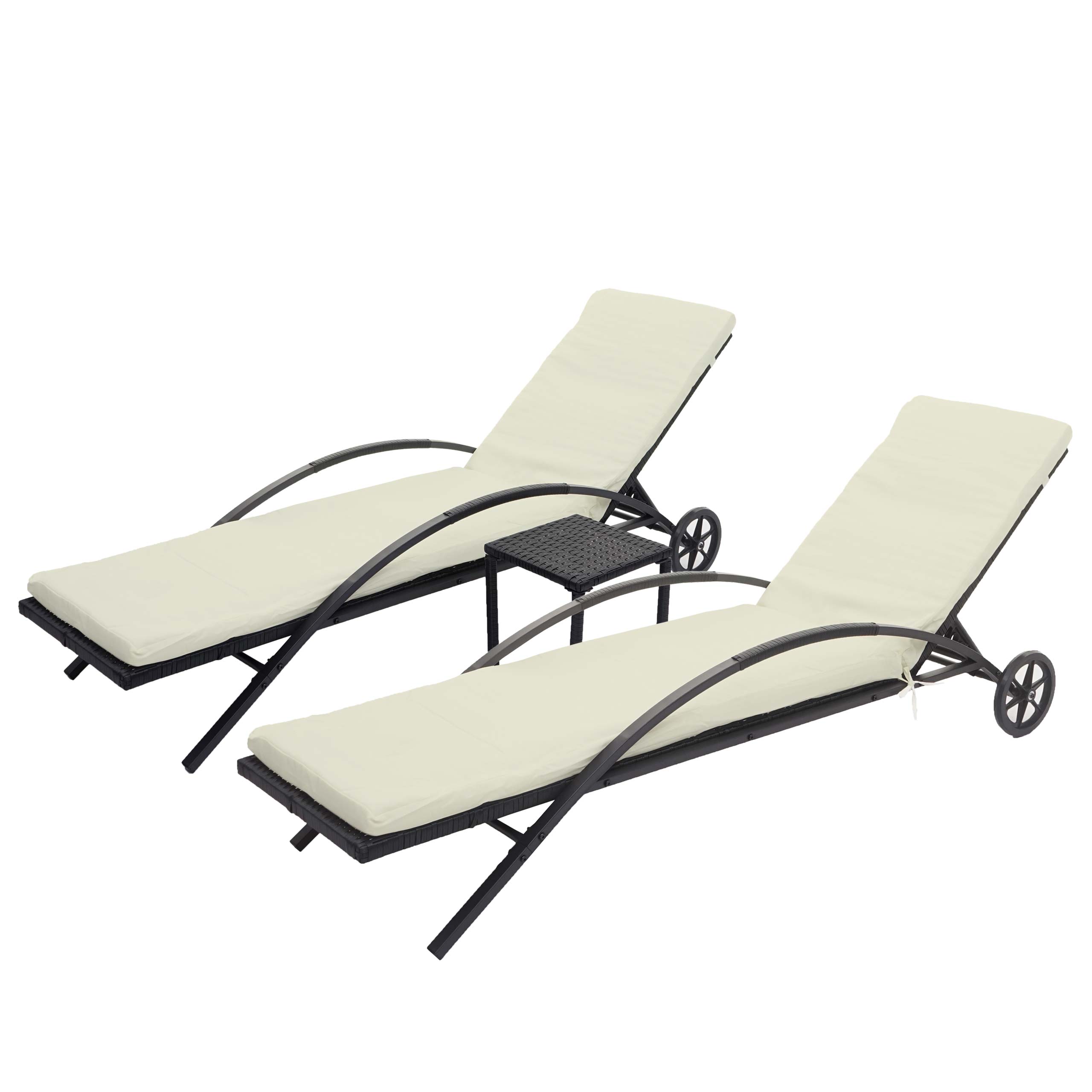 Set di 2 lettini prendisole con cuscino e tavolino in legno bianco | Leroy Merlin