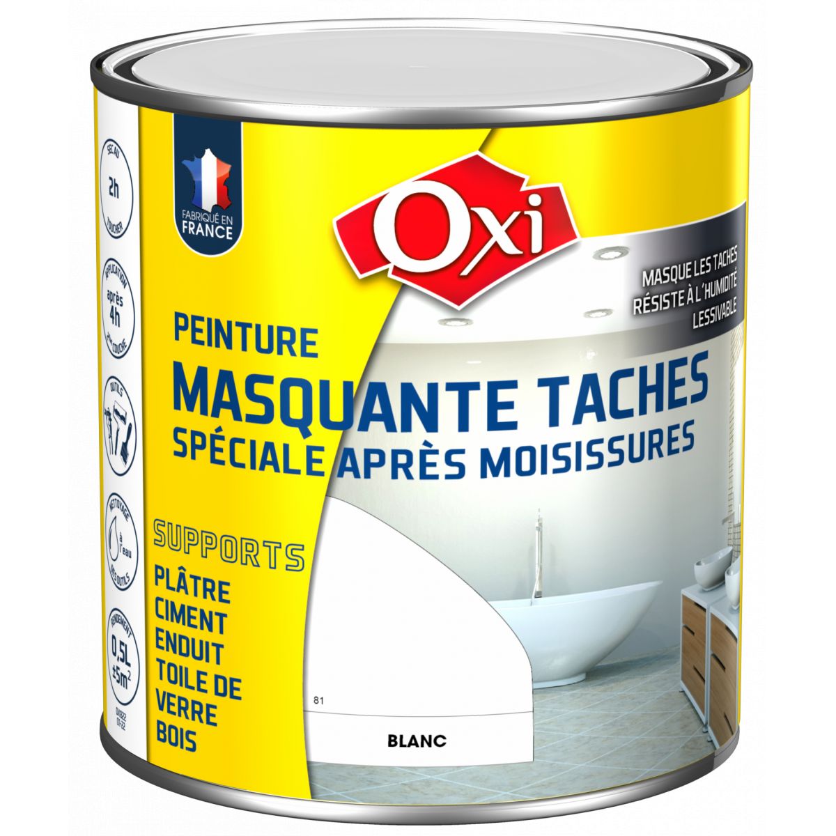 PEINT.ANTI MOISISSURE 0.5L BLANC OXI - OXMOIS.5 - 2