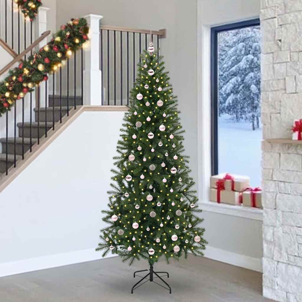 Sztuczna choinka z 300 diodami LED Zielony 240 cm PE i PVC