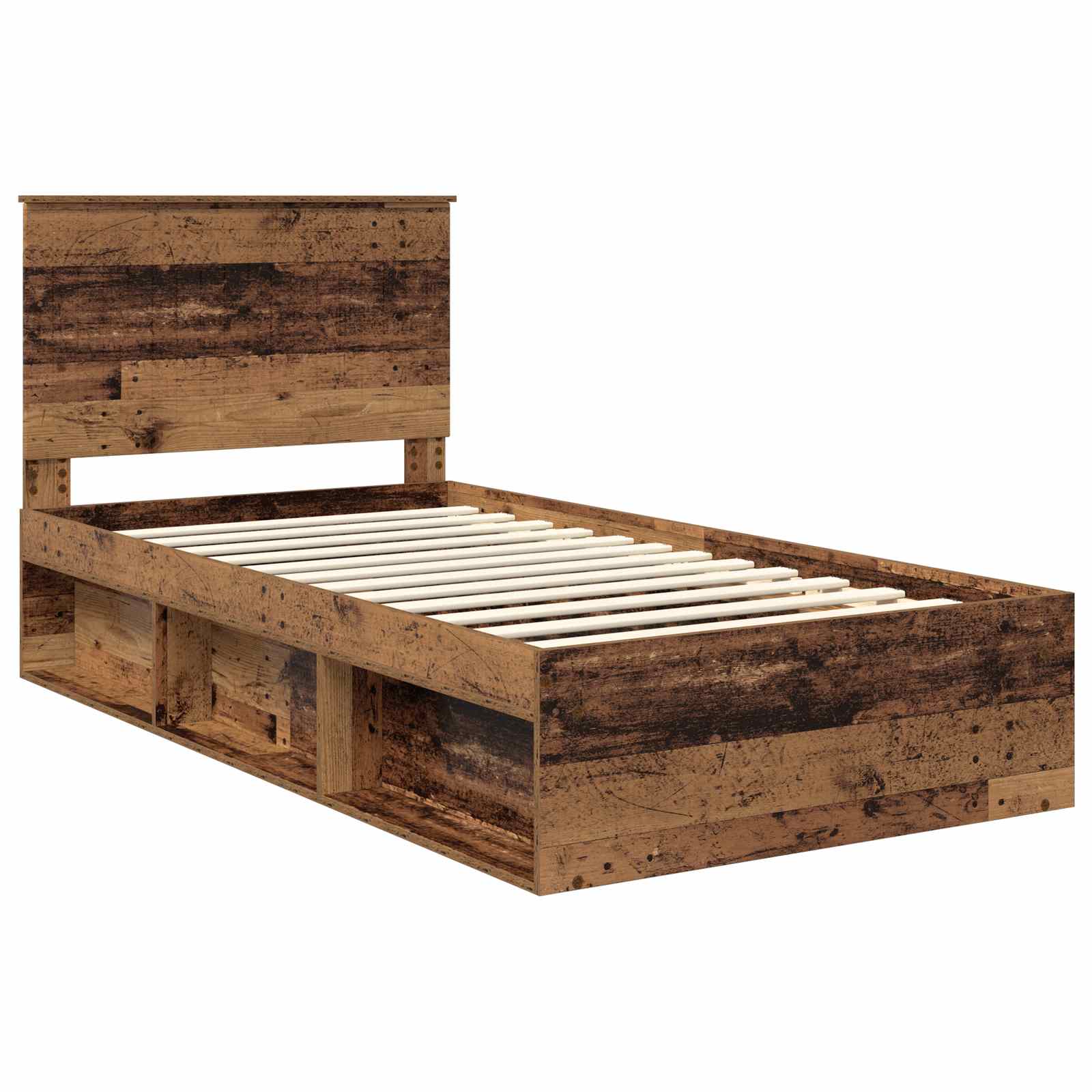 Cadre de lit en bois de pin massif bois ancien pour la chambre, 100 × 200 cm - 4