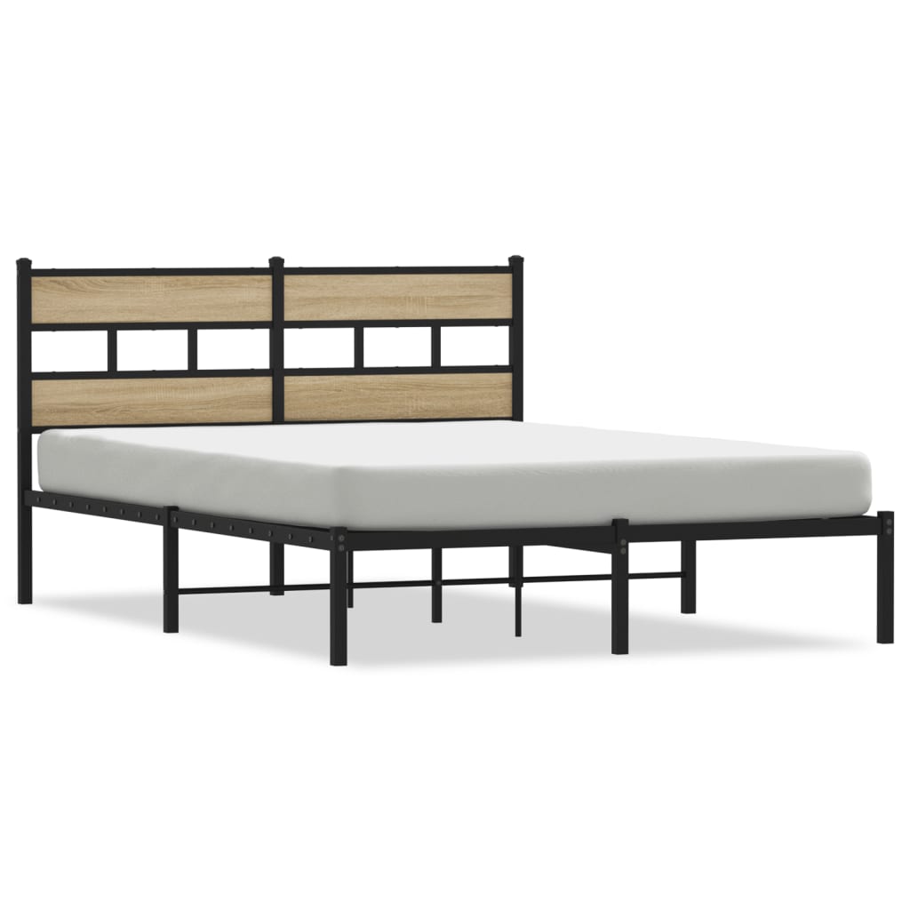 Cadre de lit en métal sans matelas chêne 160 x 200 cm - 2