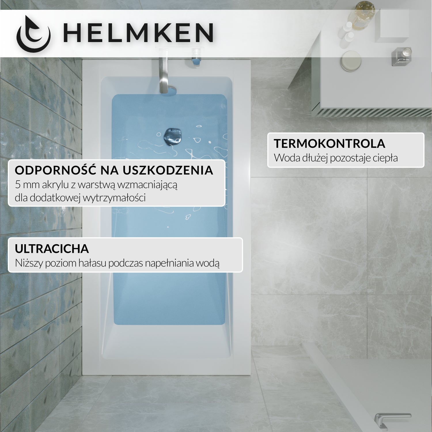 Wanna akrylowa Helmken Rivana 120 x 70 / 23095001 - 2
