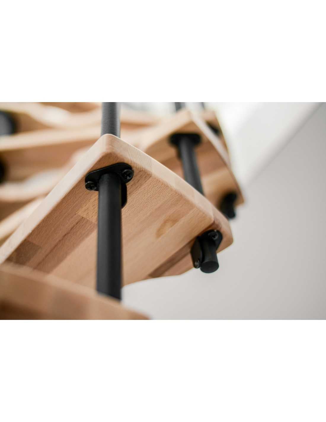 Escalier colimaçon 12 marches - Hauteur à franchir 2.47 à 3.05m - Structure noire et marche hêtre - Diamètre 140cm - SUON140/NH-12 - 4