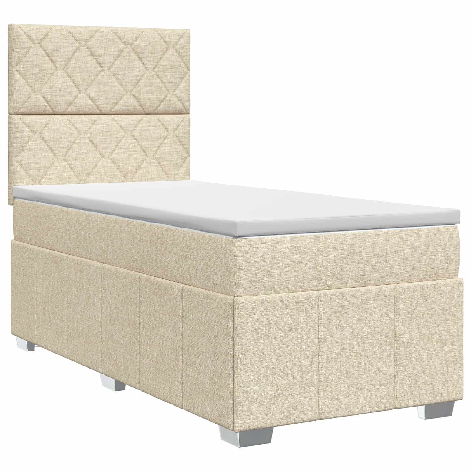 Cama box spring con colchón Crema 100 x 200 cm Tela | Leroy Merlin