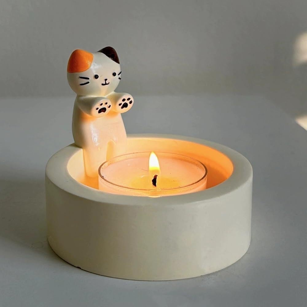 Bougeoir Décoratif En Forme De Chat Mignon - Résistant à La Chaleur, Décoration D'Intérieur, Idée Cadeau Fille/Femme - 11