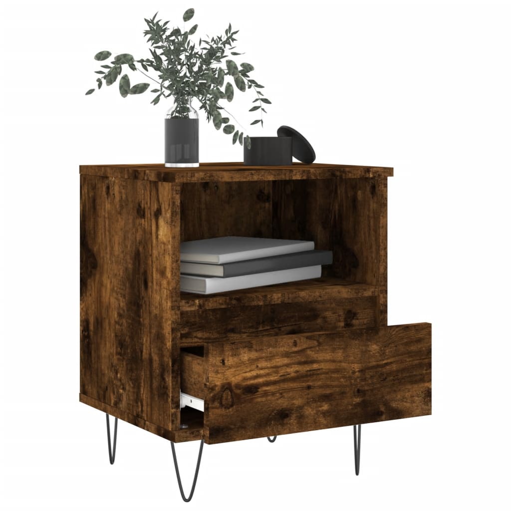 Maison Exclusive - Table de chevet chêne fumé 40x35x50 cm bois d’ingénierie - 4