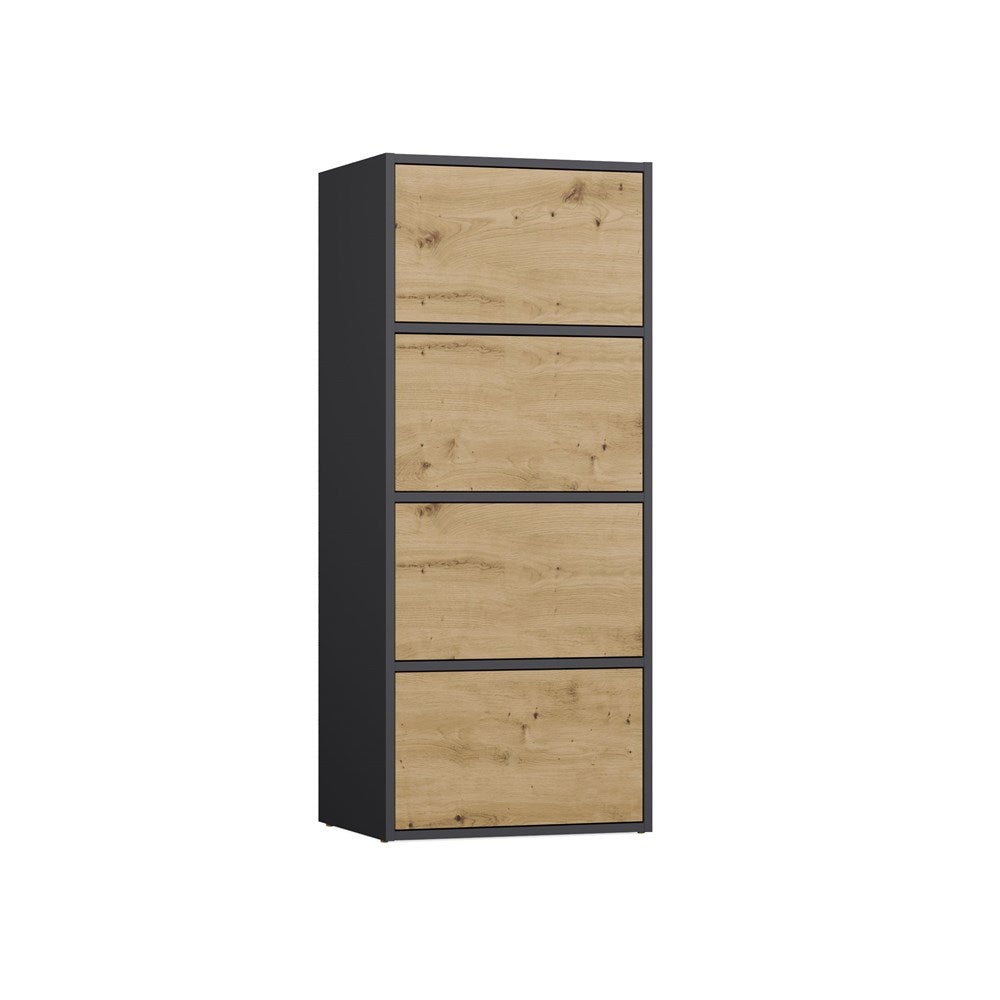 ALMA - Commode 4 portes pour chambre 50x119x40cm - Anthracite / Chêne Artisan - 7
