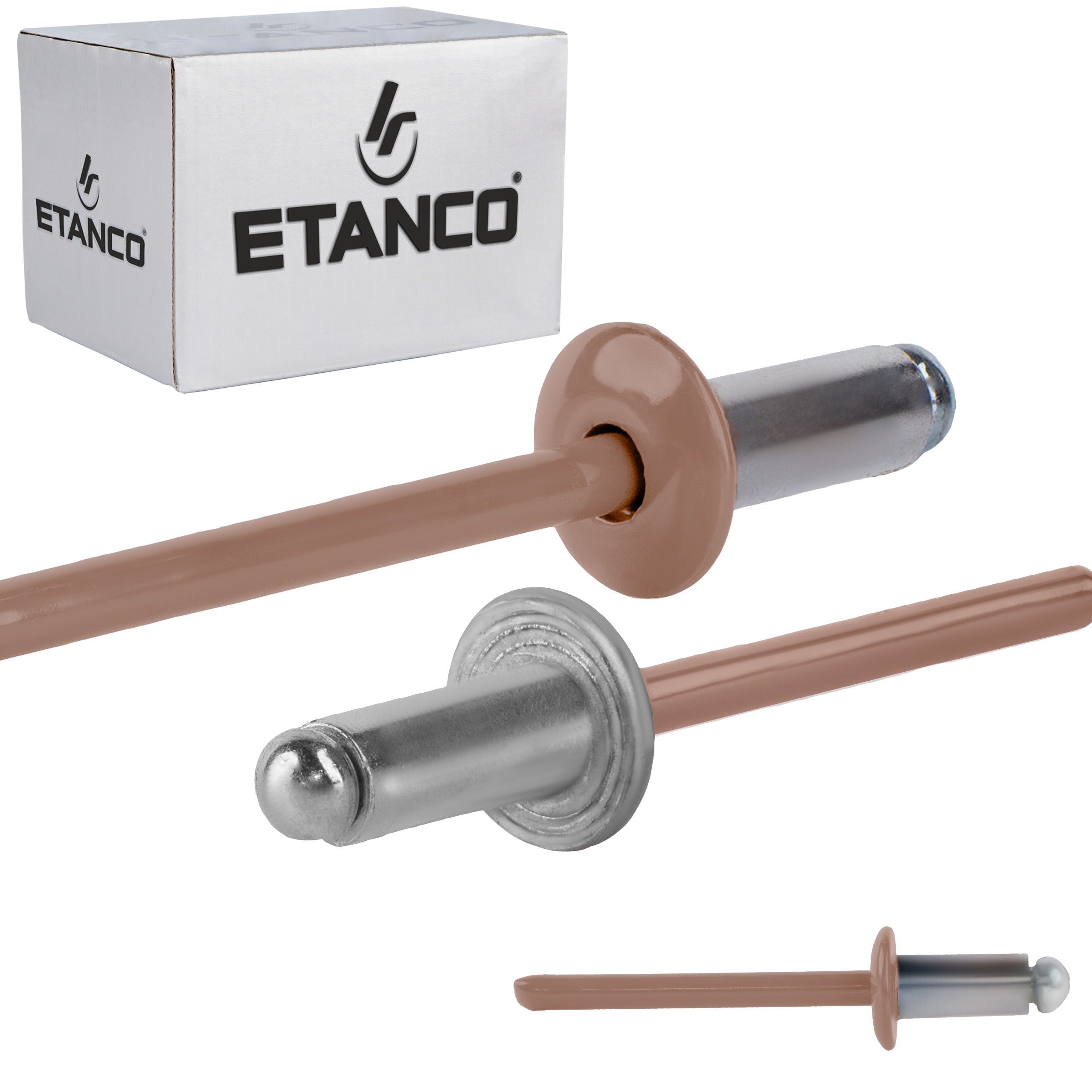 Nity otwarte aluminiowe Etanco Lakierowane RAL 8004 4,8x10 mm 500szt