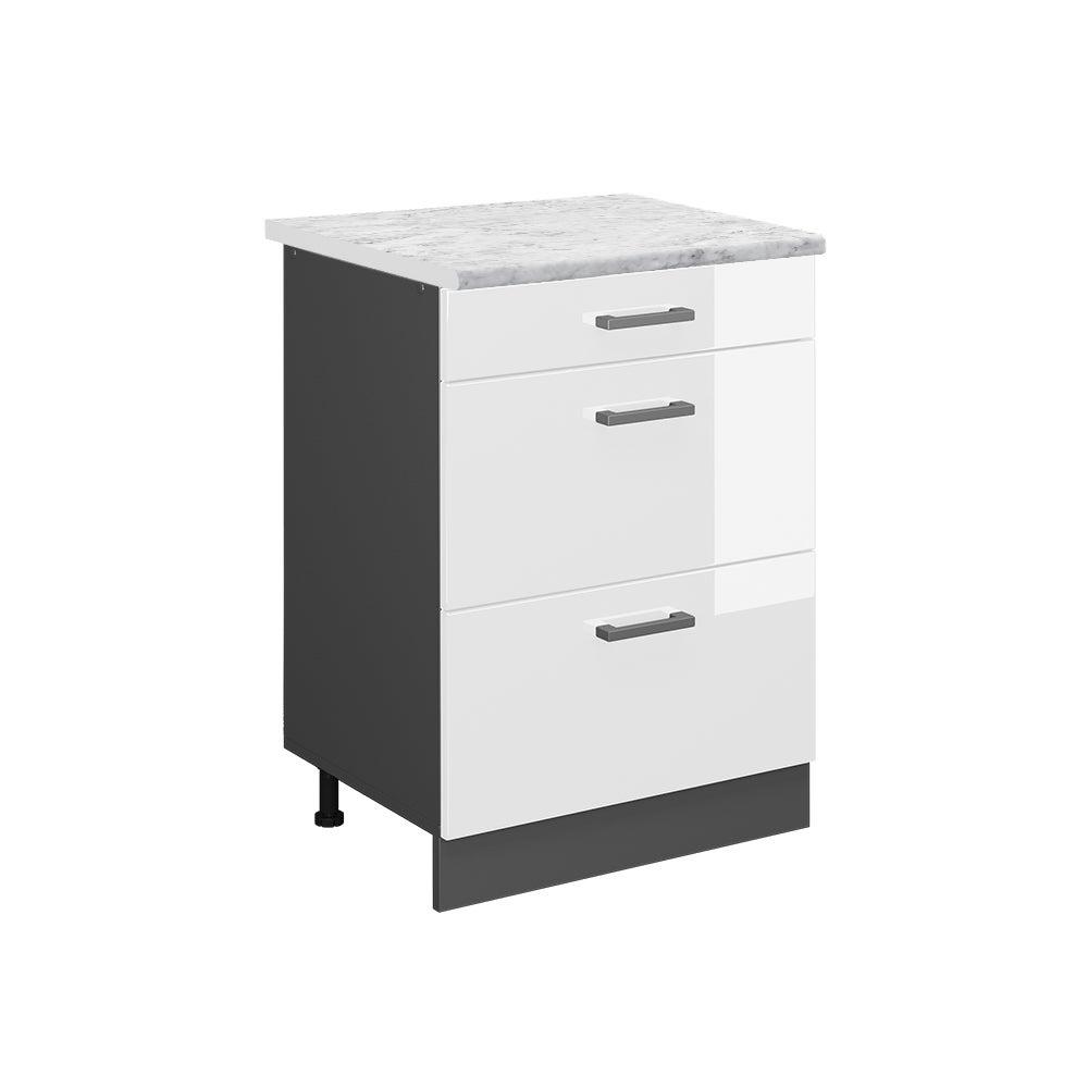 Vicco Szafka dolna do kuchni R-Line, Biały wysoki połysk, 60 cm BR Marmur