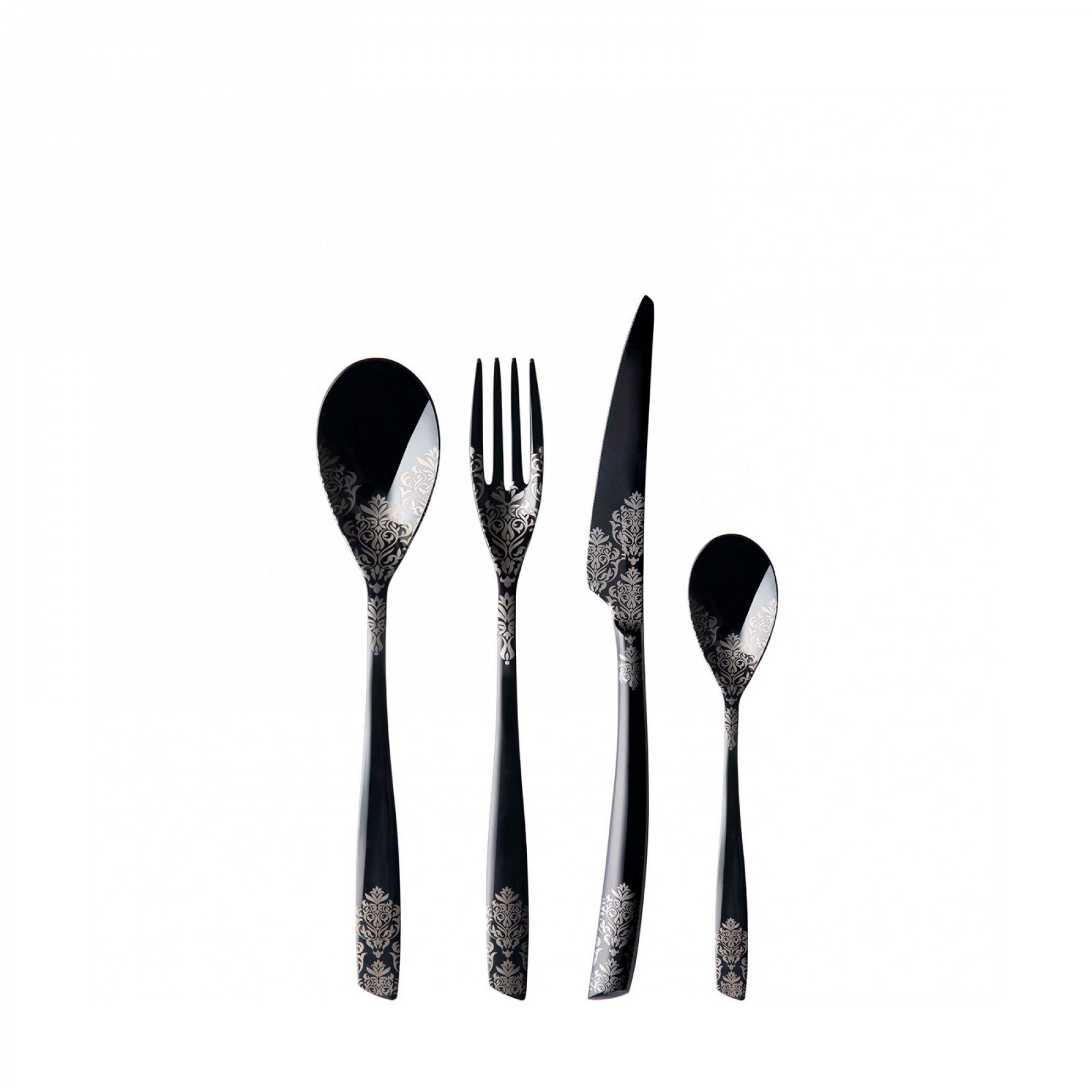 Caderas de 24 piezas colocadas en una caja brillante de madera negra de pvd riviera dévoré black diamond bugatti