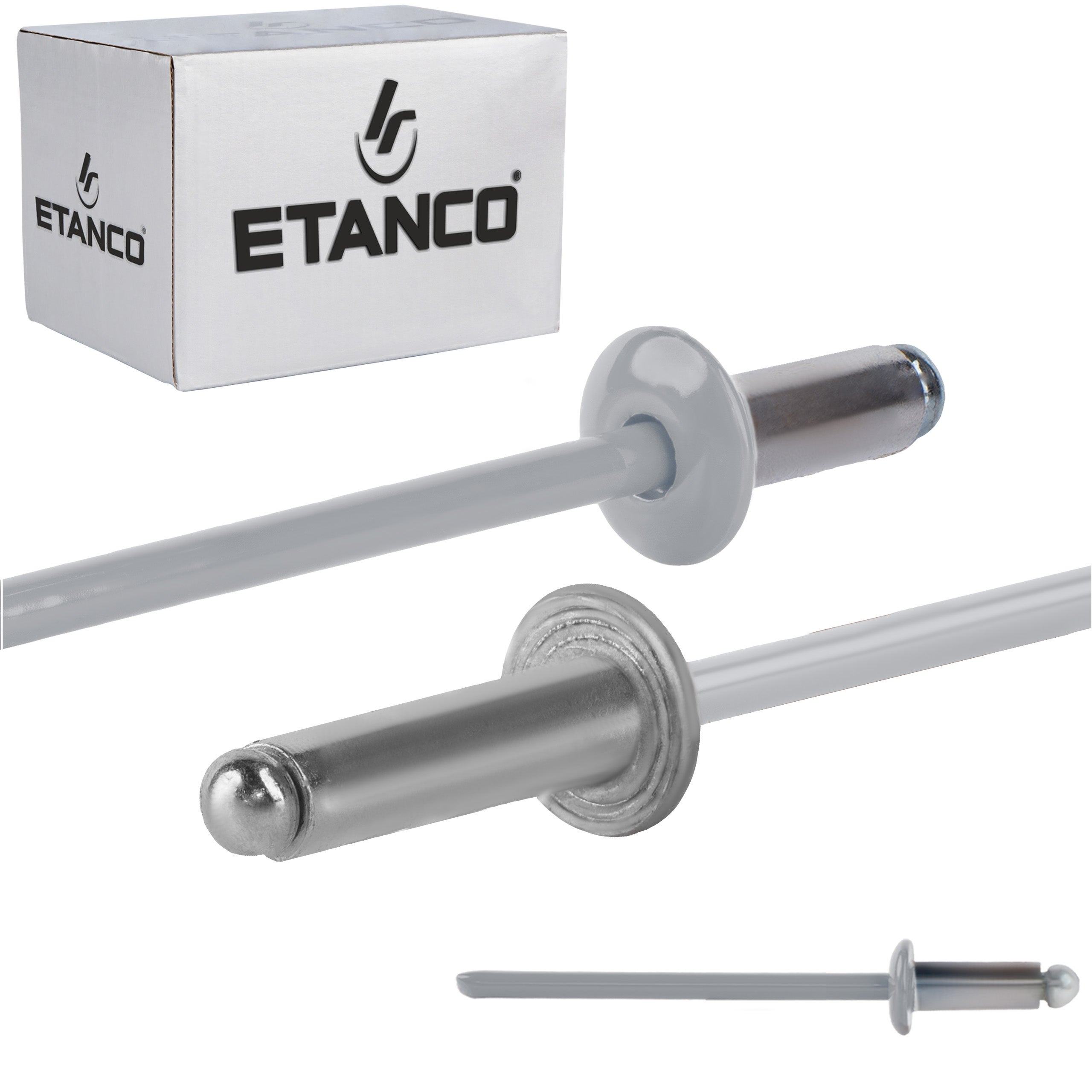 Nity otwarte aluminiowe Etanco Lakierowane RAL 9006 3,2x8 mm 500szt