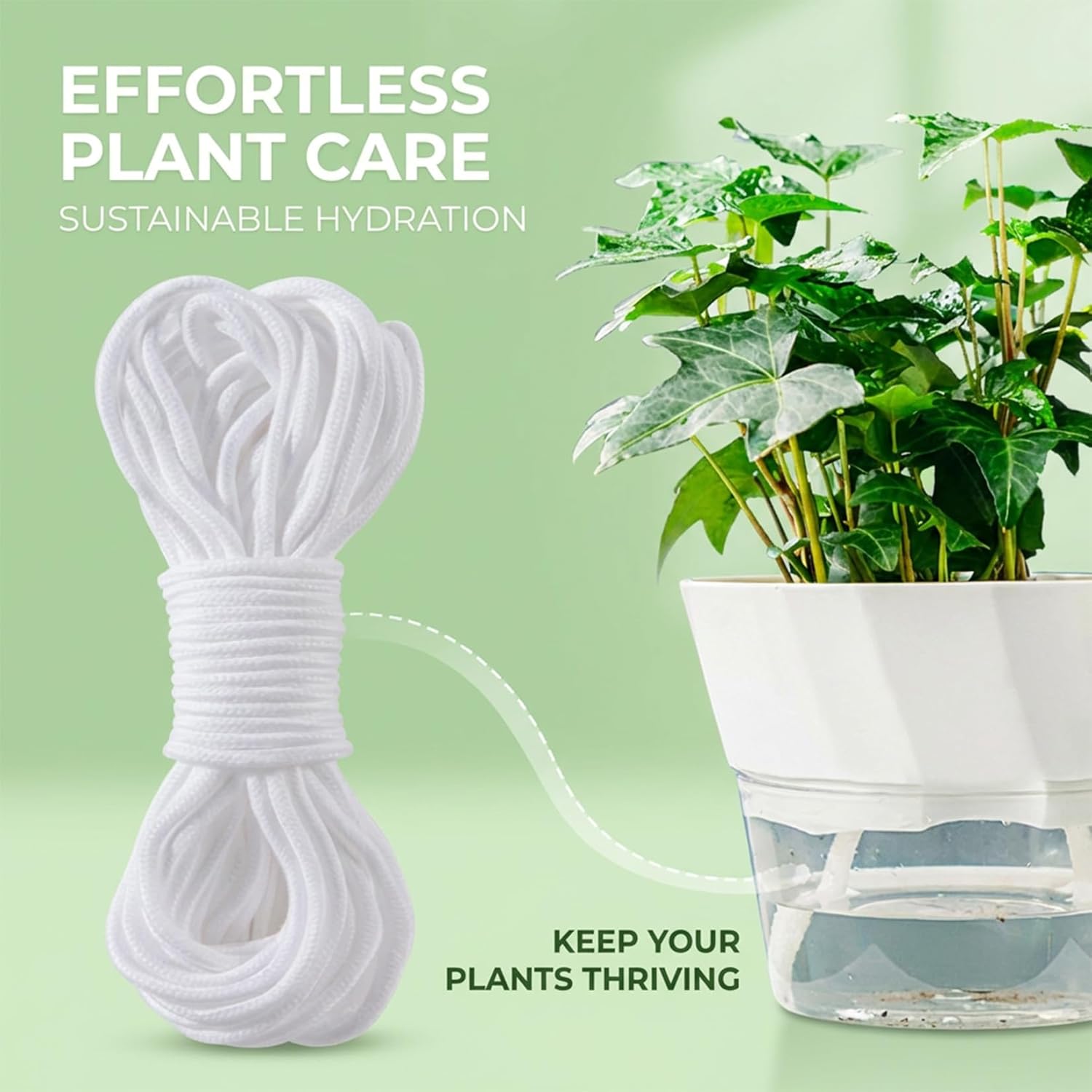 Cordon à mèche pour arrosage automatique des plantes – Mèche pour système d'arrosage DIY – Corde d'arrosage en coton – (2 rouleaux – 18 m) - 4