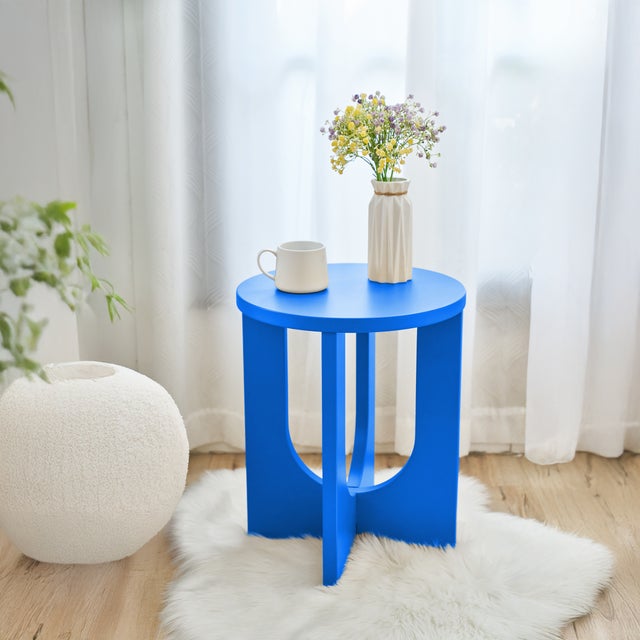 Petite table d'appoint en métal, table d'appoint de jardin ronde, table basse et basse avec pieds de table réglables (noir, 45 x 45 x H cm