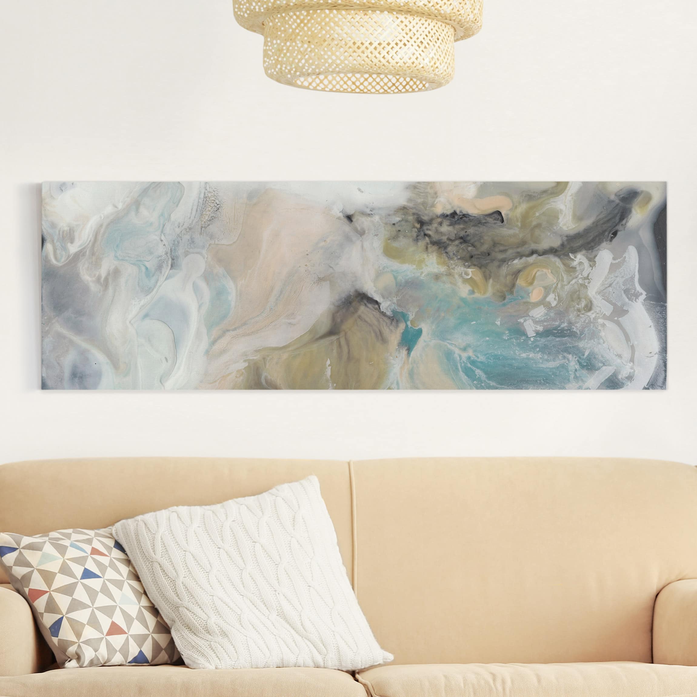 Lienzo cuadro en lienzo bastidor impresion en lienzo beige abstracto pintura 296 cuarto de baño cocina dormitorio salón pasillo 120 x 40 cm