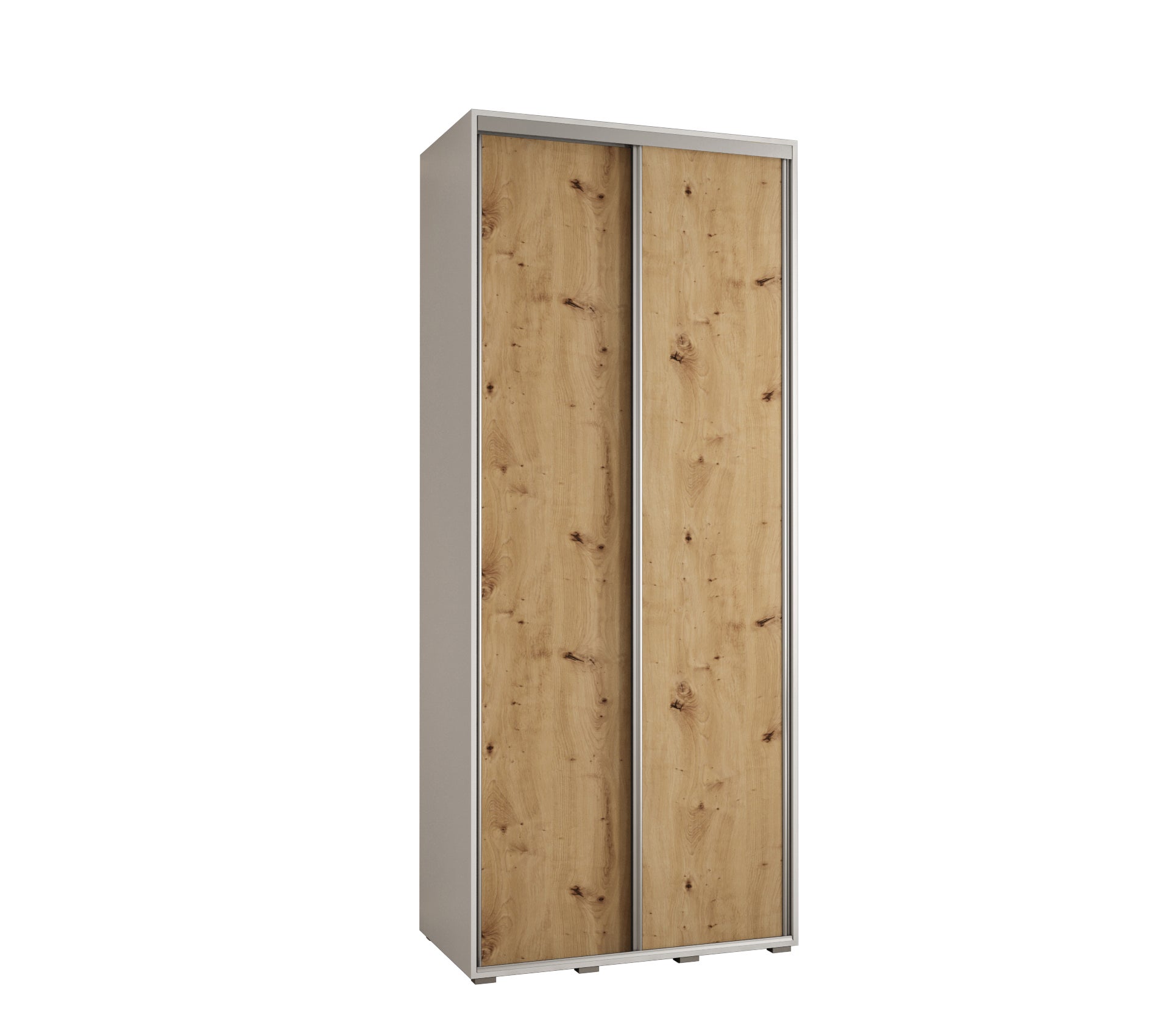 Szafa przesuwna wysoka Davos 1 120 x 60 x 235,2 cm biały + artisan + u. srebrny - Abiks Meble