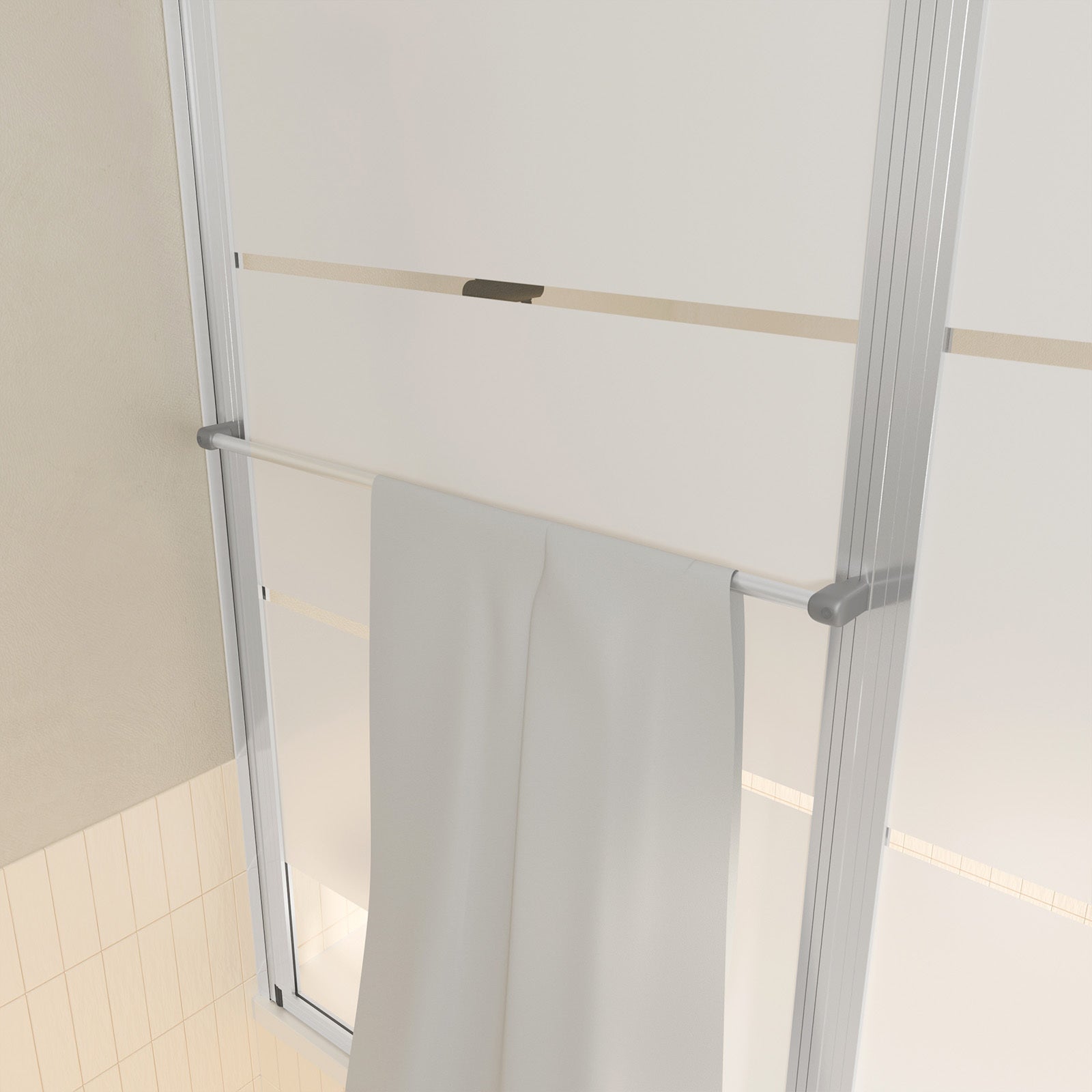 Pare baignoire relevable 139x105cm avec volet - verre transparent avec bande depolie - 9