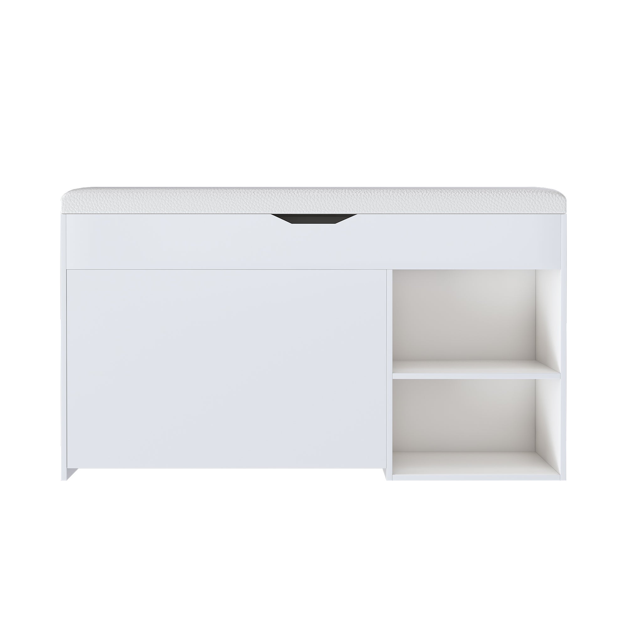 Banc à chaussures 100x30x52 cm, rangement avec couvercle rabattable, MDF blanc - 6