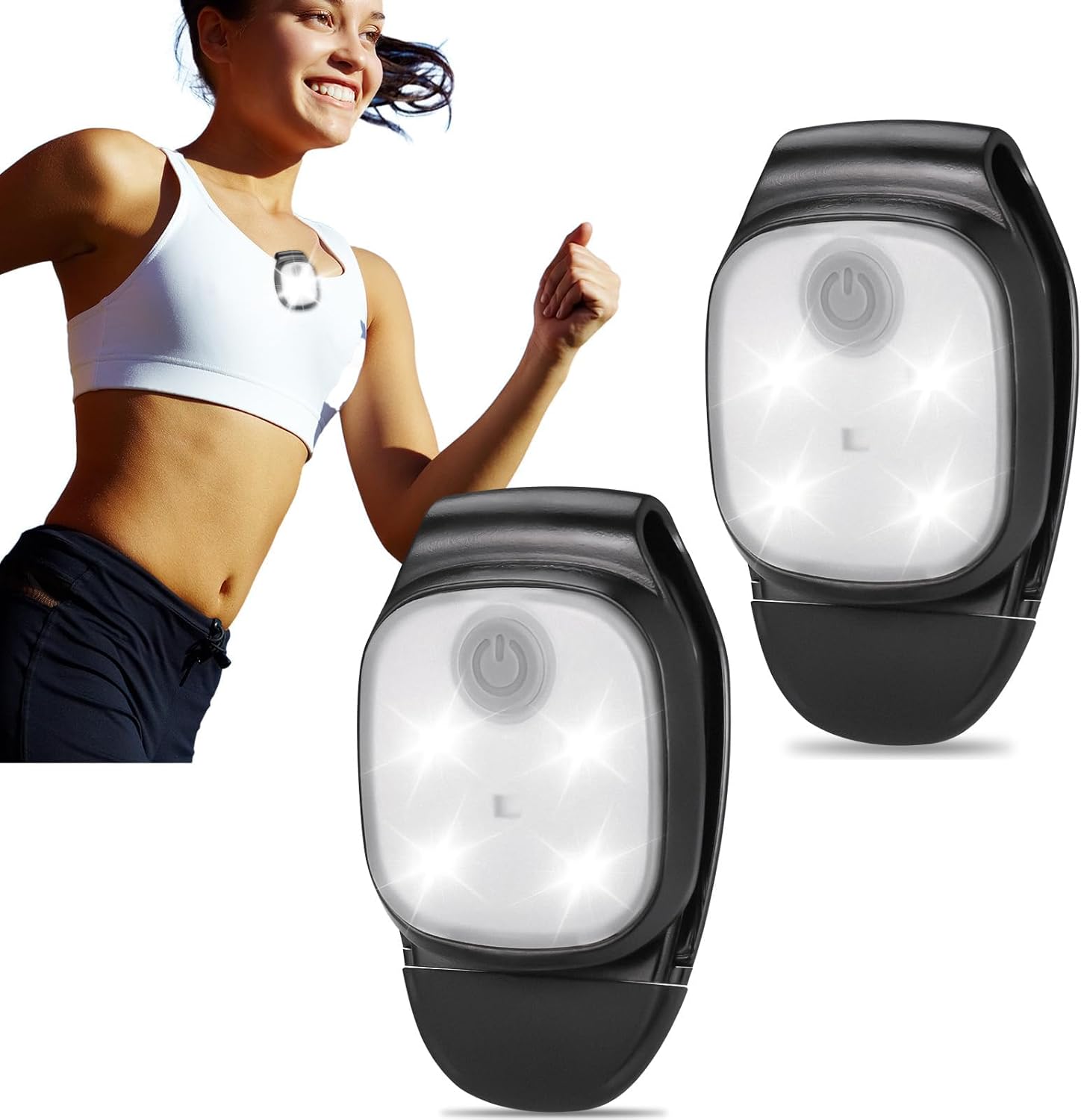 Lampy do biegania z klipsem, 2-częściowe odblaskowe opaski na nadgarstek, lampa LED na klatkę piersiową, latarka czołowa z 4 trybami oświetlenia