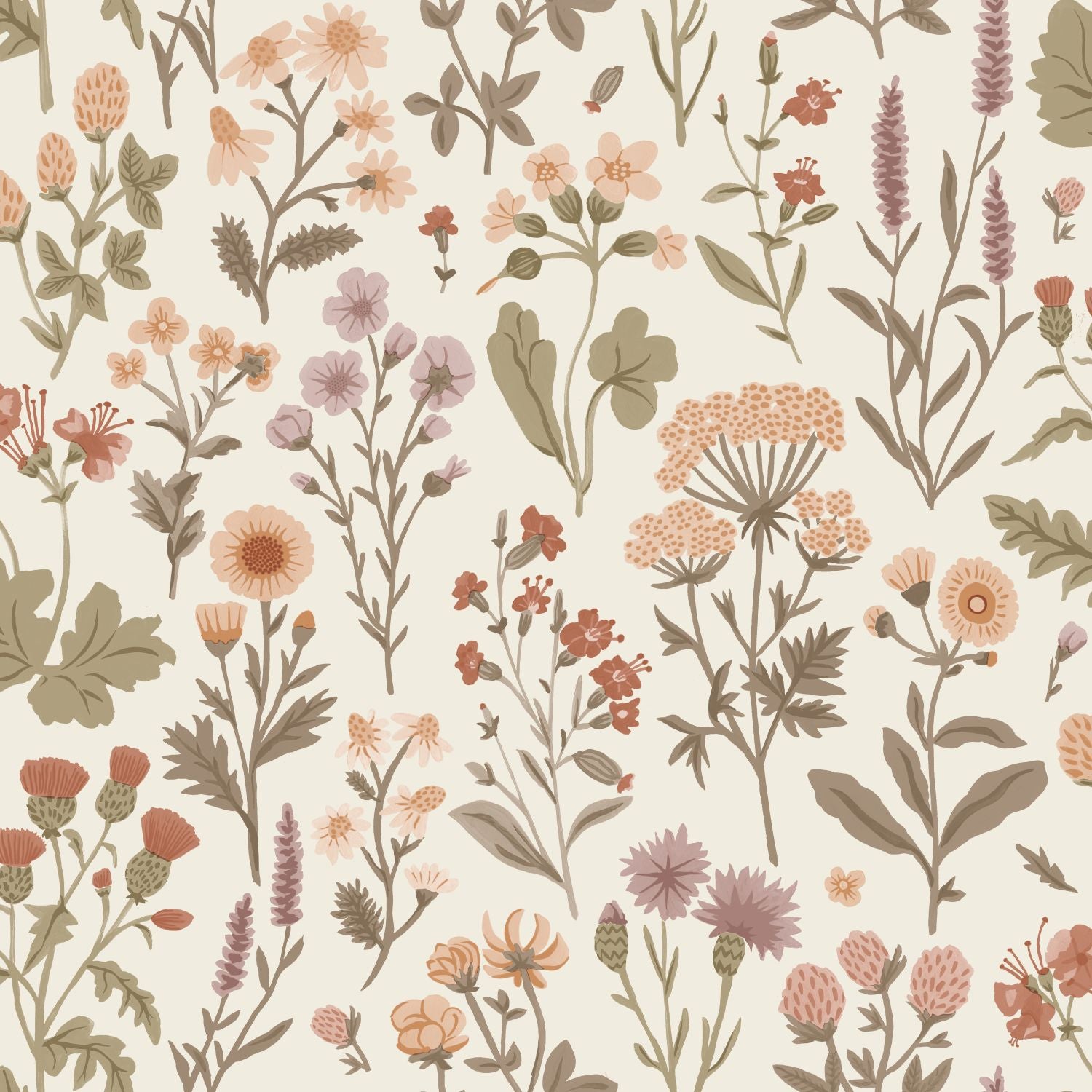 Papier peint fleurs des champs vert grisé - 50 x 900 cm - Sanders & Sanders - 7