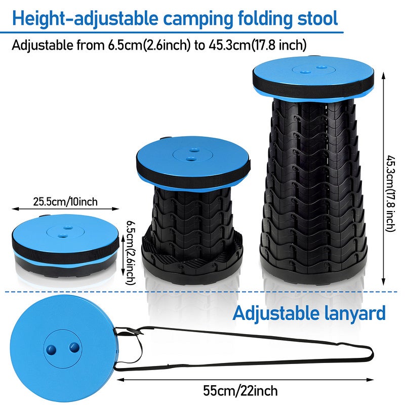 Tabouret télescopique Tabouret de Camping Siege Pliant Portable Tabouret Retractable Camping Tabouret Retractable 45x26CM Bleu - 2