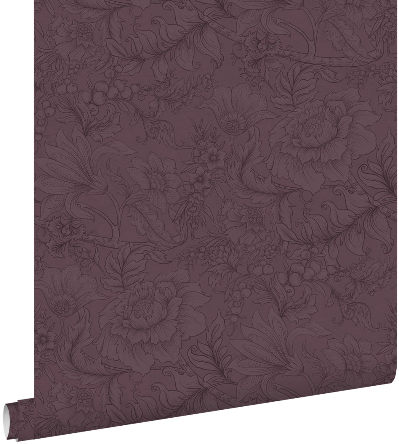 Tapeta kwiatowy wzór ciemnego fioletu - 50 x 900 cm - ESTAHOME