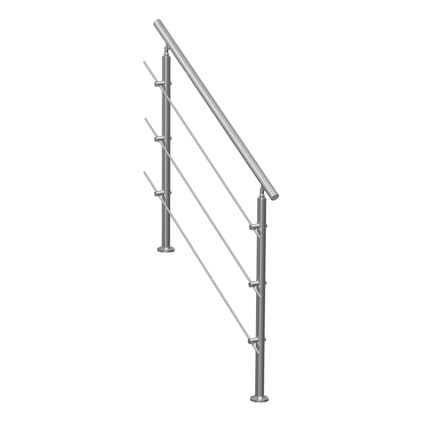 Rampes extérieures SucceBuy 47,2 po,3 barres transversales,design double colonne,rampes inox avec kit d'installation. - 3