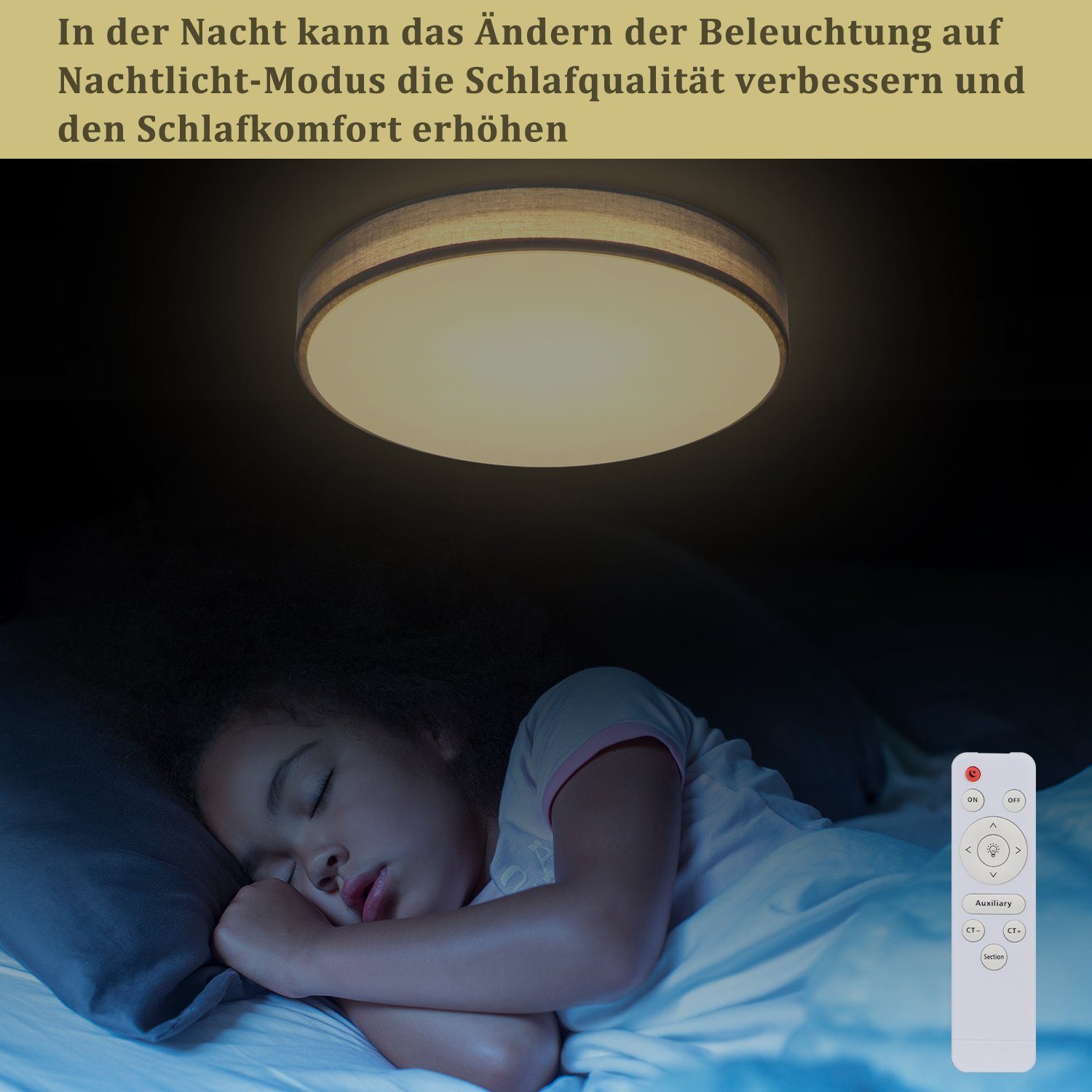 NETTLIFE Lámpara de Techo LED Gris 38W Redonda Moderna Regulable con Control Remoto Lámpara de Dormitorio con Pantalla de Tela Lámpara de para - 8