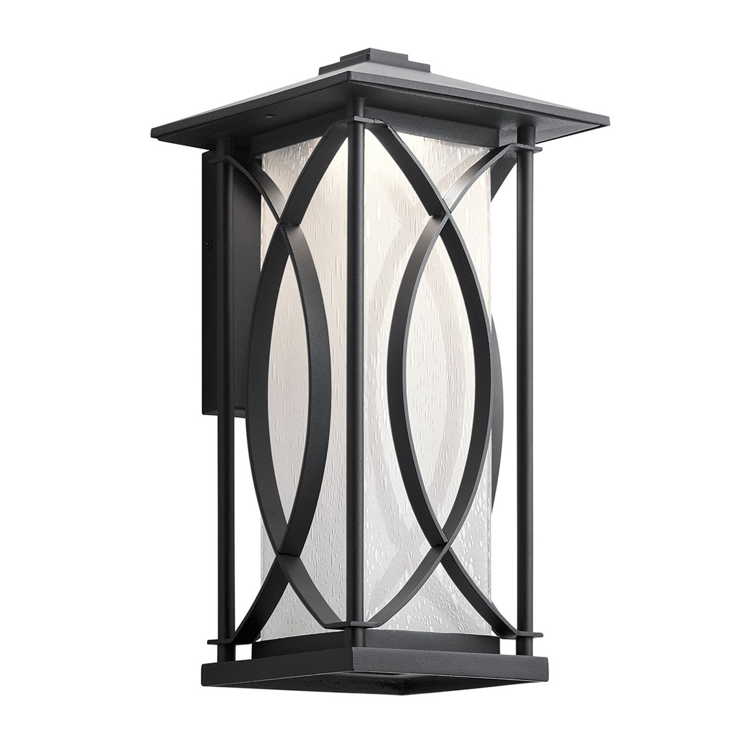 Lámpara de pared exterior de aluminio y vidrio e27 ip44 h: 37,9 cm negro blanco vintage